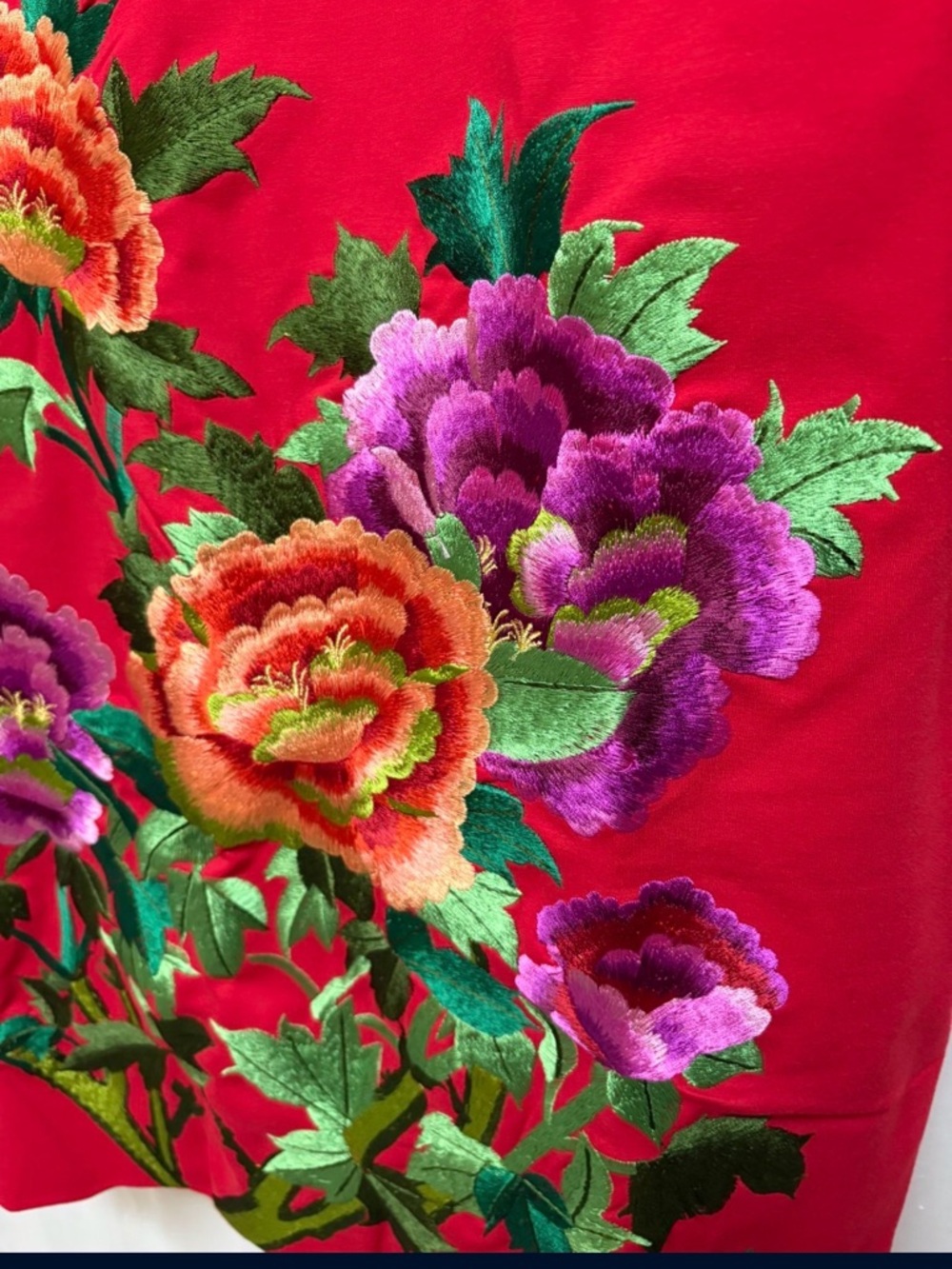 STYLEWE Red Dress with Multicolor Floral Embroidery - Picture 3 of 12